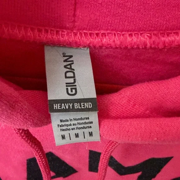Gildan Pink Hoodie with Black Lettering - Picture 2 of 3